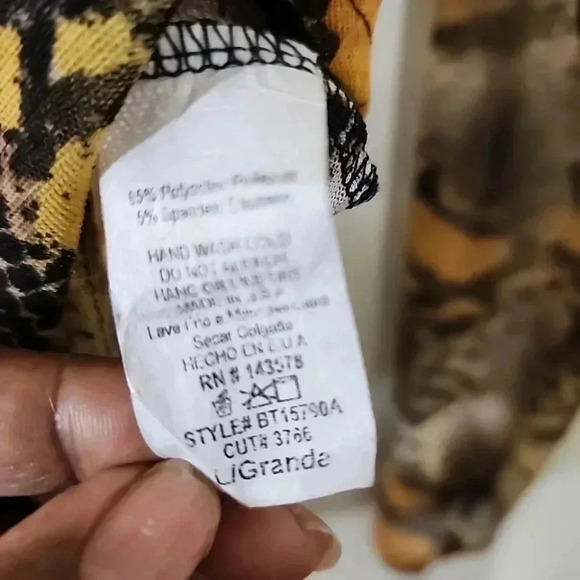 Black Bead Mesh Animal print body suit.  Size Large - Picture 3 of 4